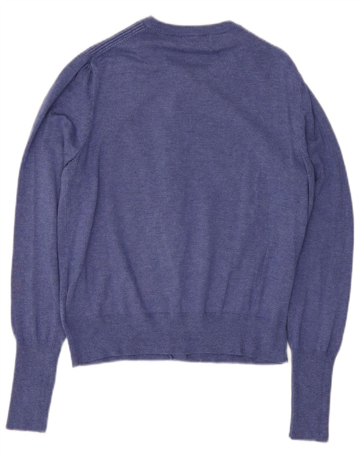 Suéter cardigã feminino MARKS & SPENCER UK 10 pequeno azul viscose