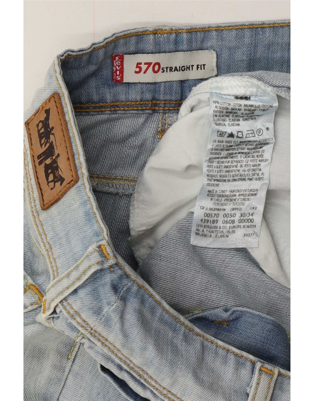 Calça jeans feminina Levi's 570 Straight W30 L28 azul algodão