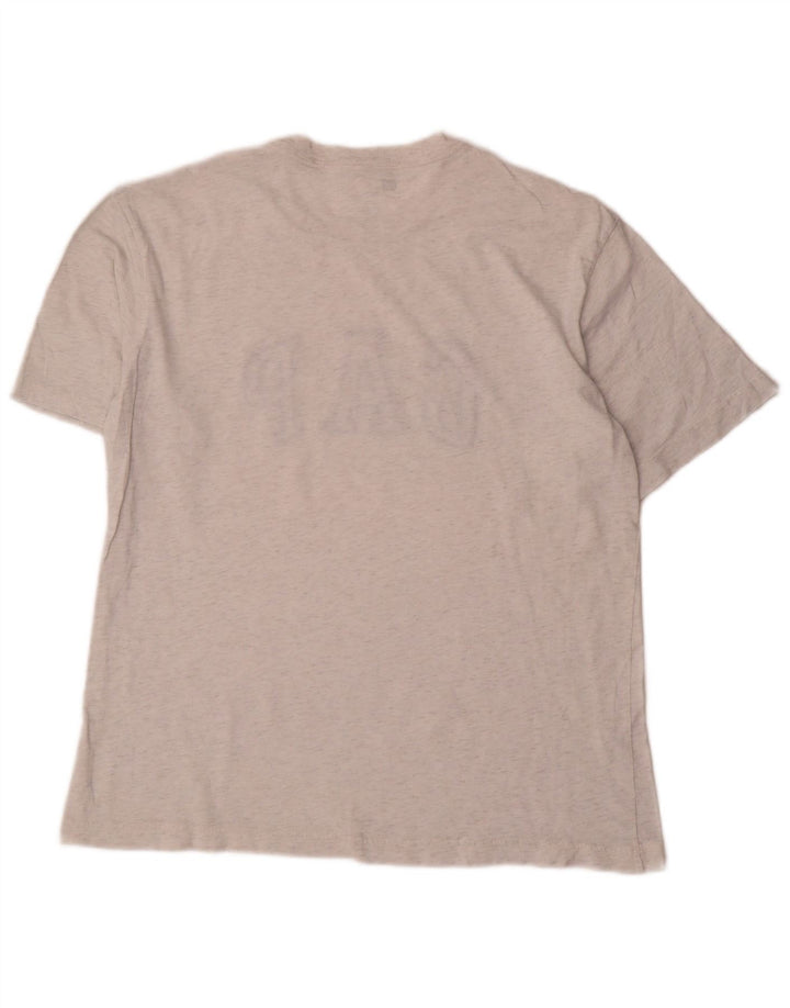 Camiseta masculina gráfica Gap Top algodão manchado cinza médio