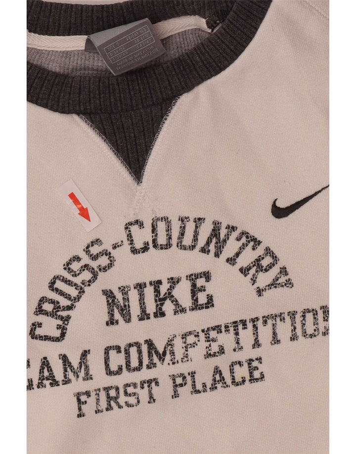 Nike feminino gráfico moletom jumper UK 8/10 pequeno branco colorblock