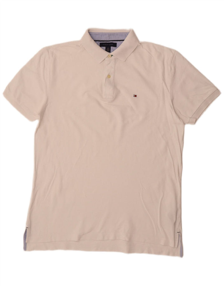 Camisa polo masculina TOMMY HILFIGER grande algodão branco