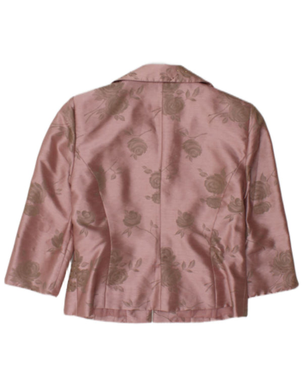 Top bolero feminino Jessica Howard manga 3/4 EUA 10 grande rosa floral nylon