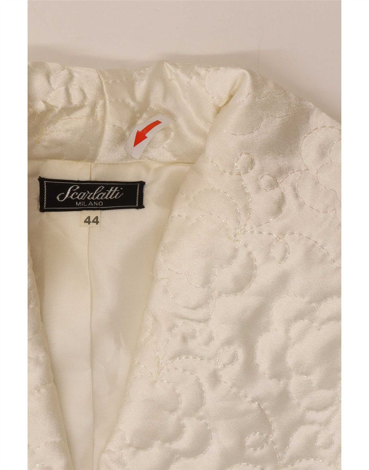 Conjunto de saia feminina vintage de 2 peças IT 44 médio W28 viscose branca