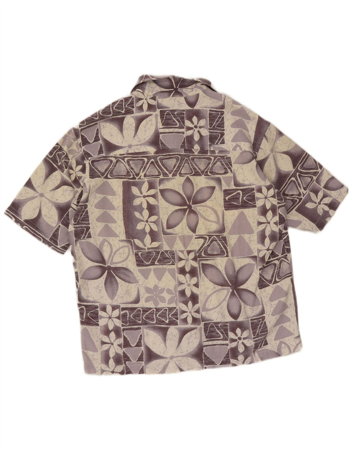 Camisa masculina ilimitada de manga curta média roxa floral