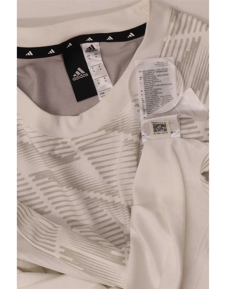 Adidas Mens T-Shirt Top Médio Algodão Geométrico Branco