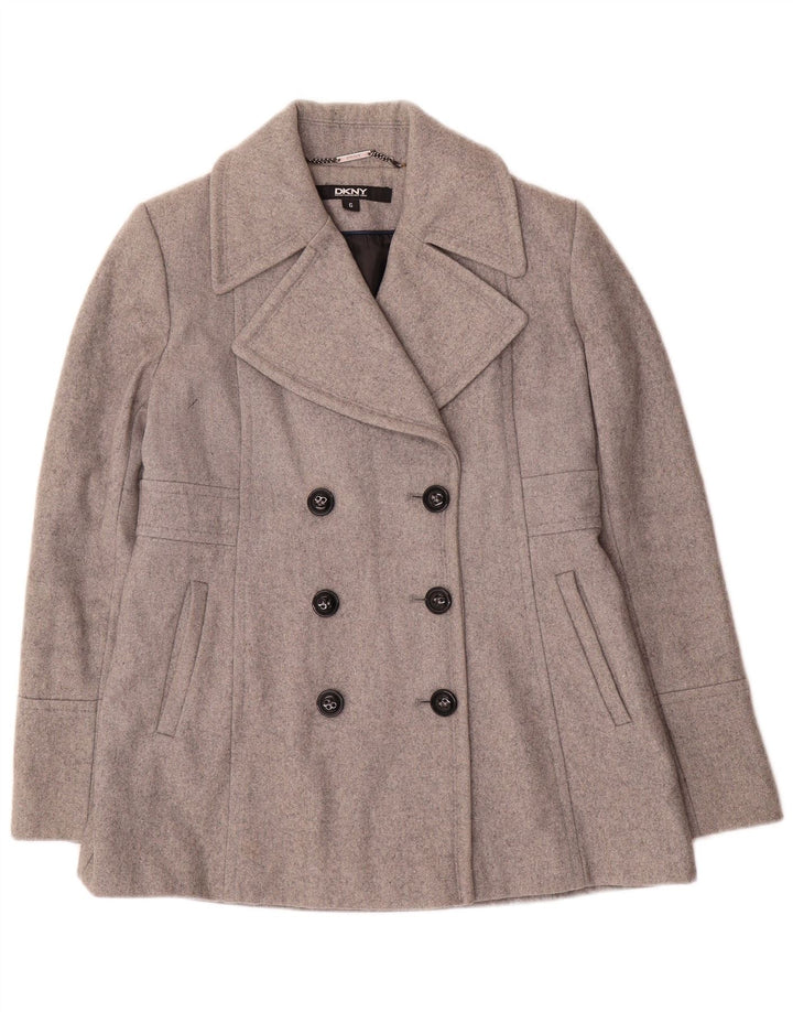 Casaco feminino Dkny Pea US 6 lã cinza médio