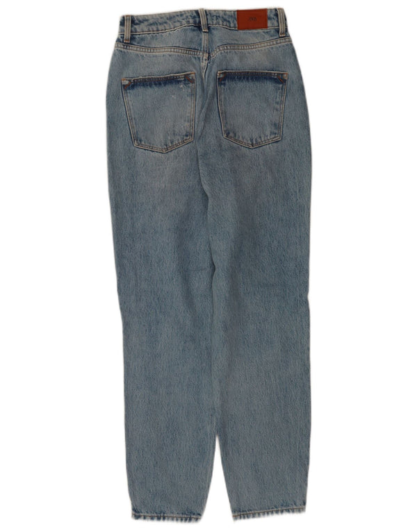 Zara Womens Distressed Tapered Jeans EU 34 2XS W24 L28 Blue Cotton