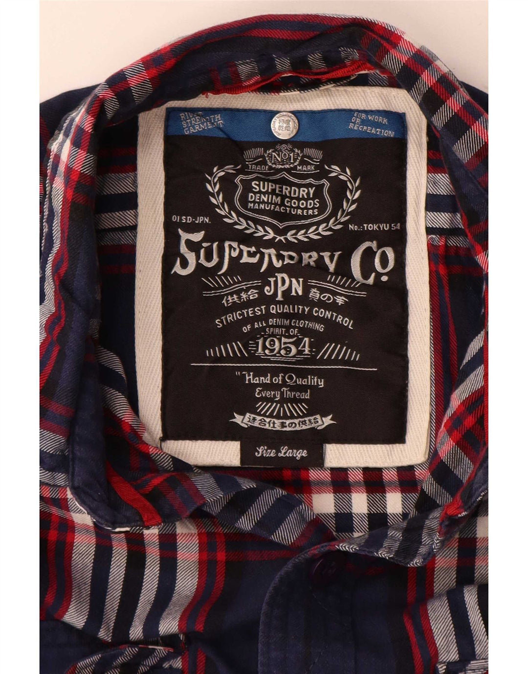 Camisa masculina de flanela Superdry grande algodão xadrez azul marinho