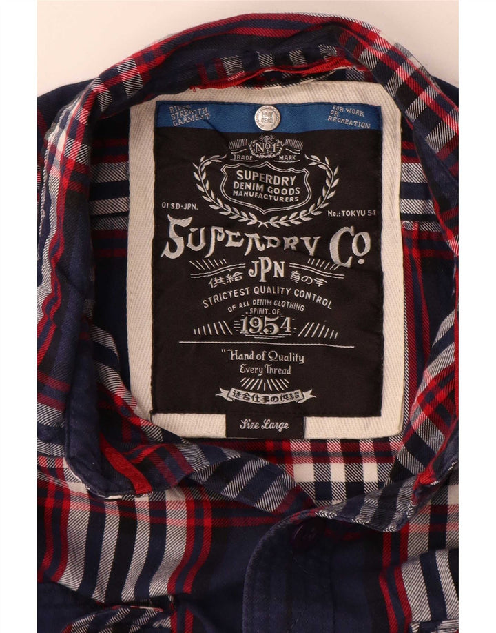 Camisa masculina de flanela Superdry grande algodão xadrez azul marinho