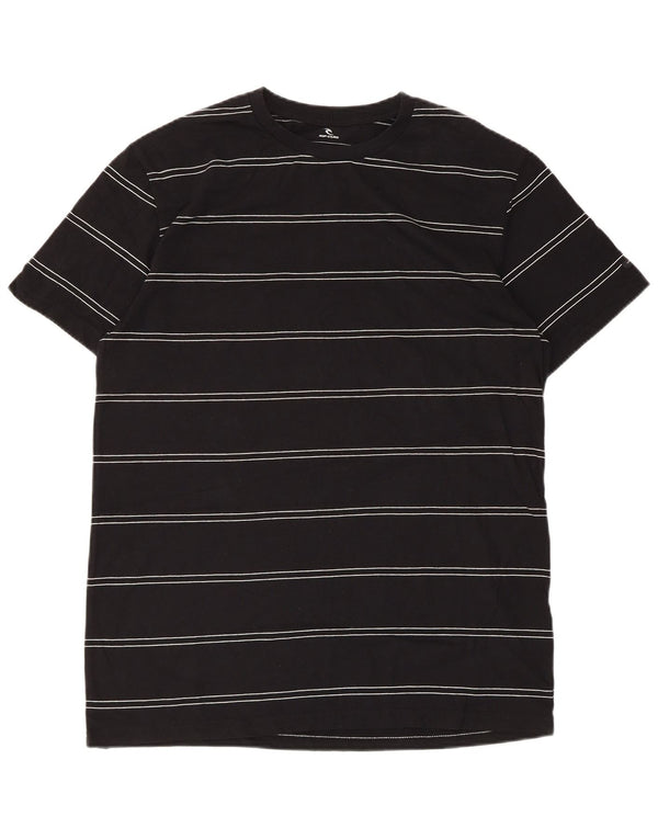 Rip Curl Camiseta masculina de ajuste padrão Top médio de algodão listrado preto