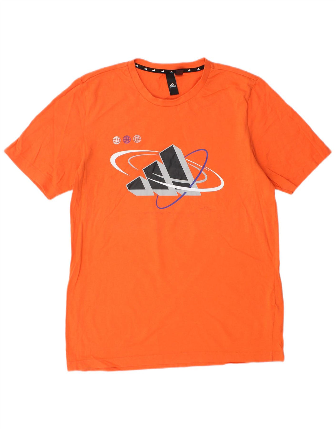 Adidas Mens Graphic T-Shirt Top Pequeno Algodão Laranja