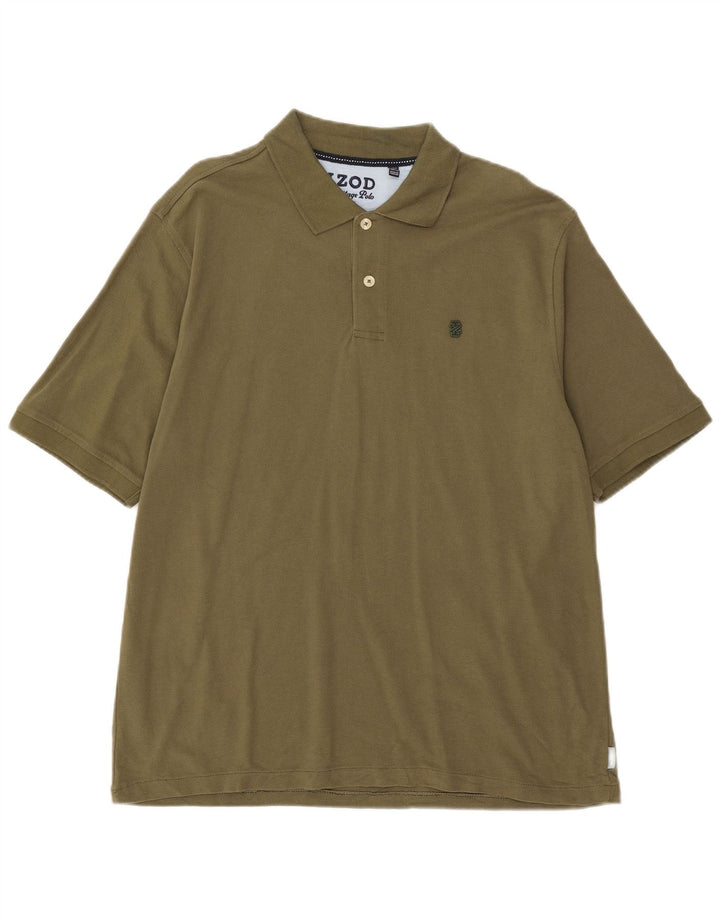 Camisa polo masculina Izod Heritage grande algodão cáqui