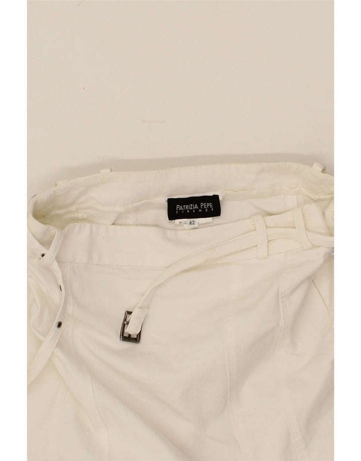PATRIZIA PEPE Womens Straight Skirt IT 42 Medium W32  White Cotton Vintage Patrizia Pepe and Second-Hand Patrizia Pepe from Messina Hembry 