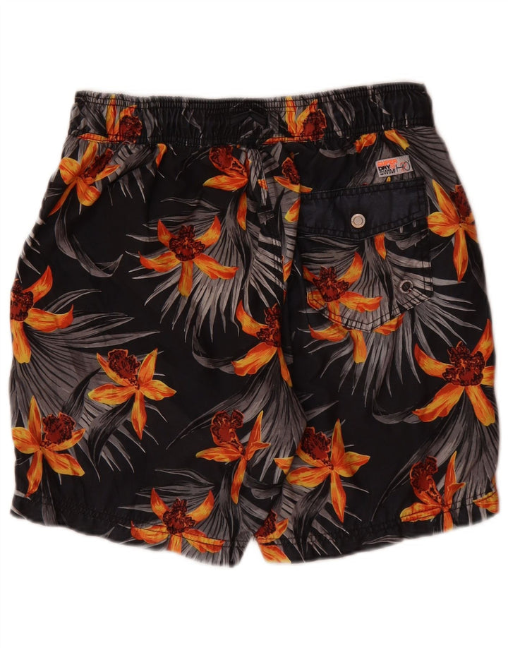 Shorts de natação masculino Superdry poliéster floral cinza médio