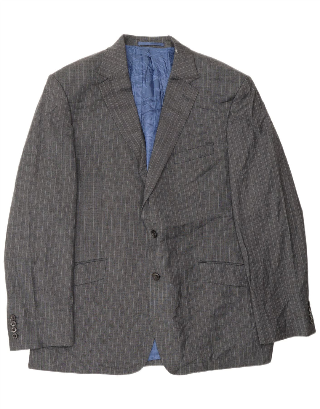 Jaqueta blazer masculina de 2 botões Marks & Spencer Reino Unido 44 XL cinza risca de giz lã