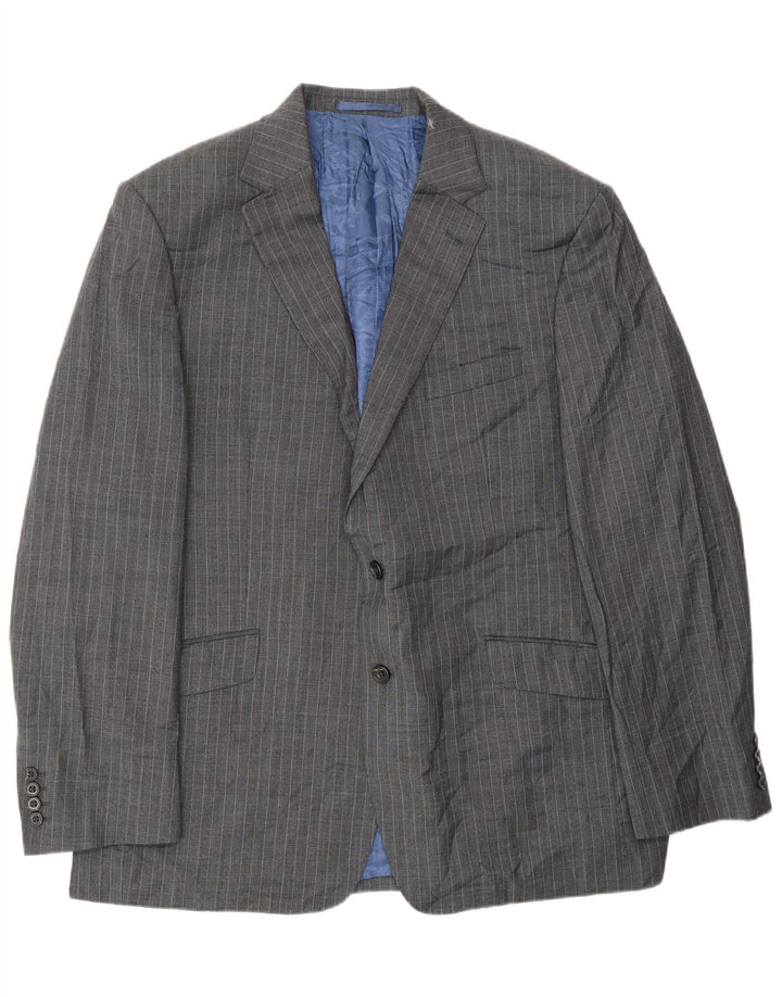 Jaqueta blazer masculina de 2 botões Marks & Spencer Reino Unido 44 XL cinza risca de giz lã