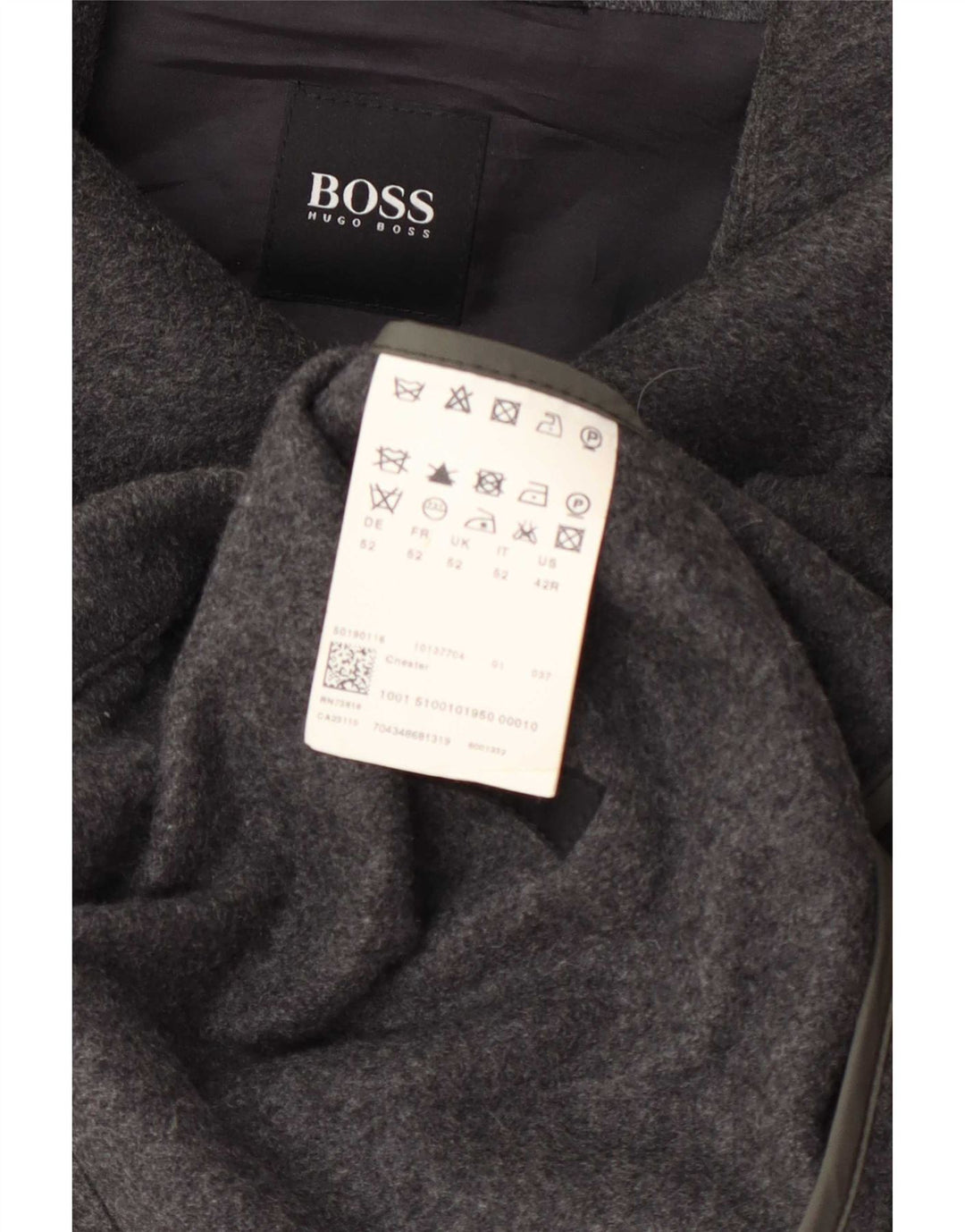 Sobretudo masculino Hugo Boss IT 52 XL lã cinza