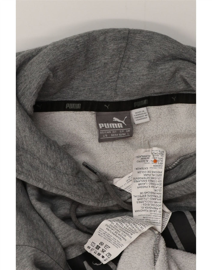 PUMA Mens Graphic Hoodie Jumper Grande Algodão Cinza