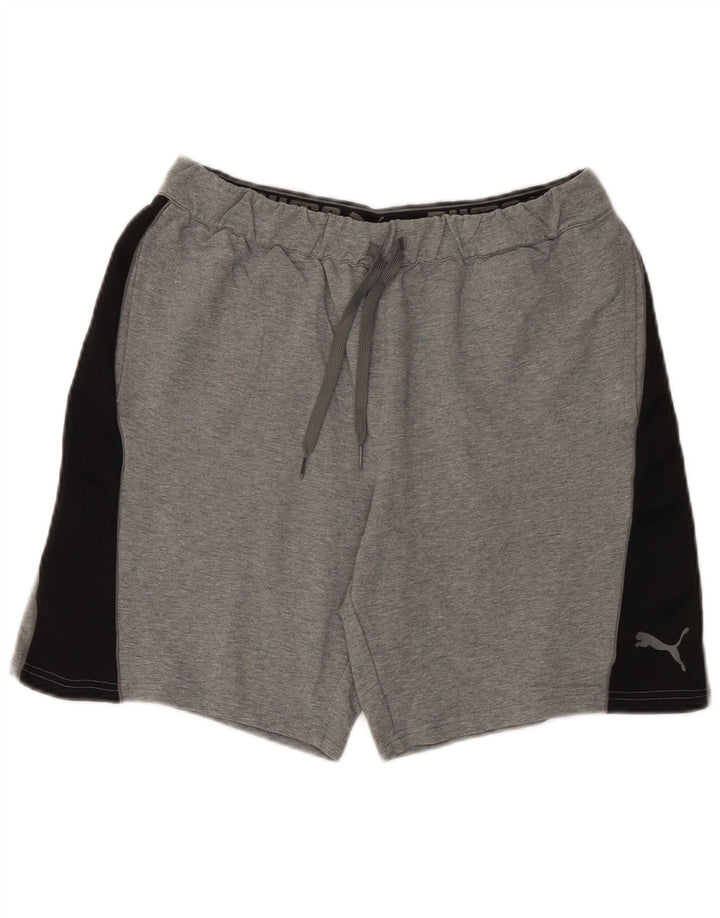 Shorts esportivos masculinos Puma médio cinza colorblock algodão