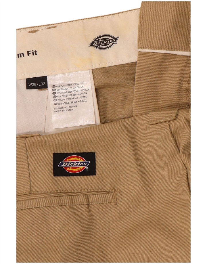 Calças Dickies Mens Slim Fit Chino W36 L32 Poliéster Bege