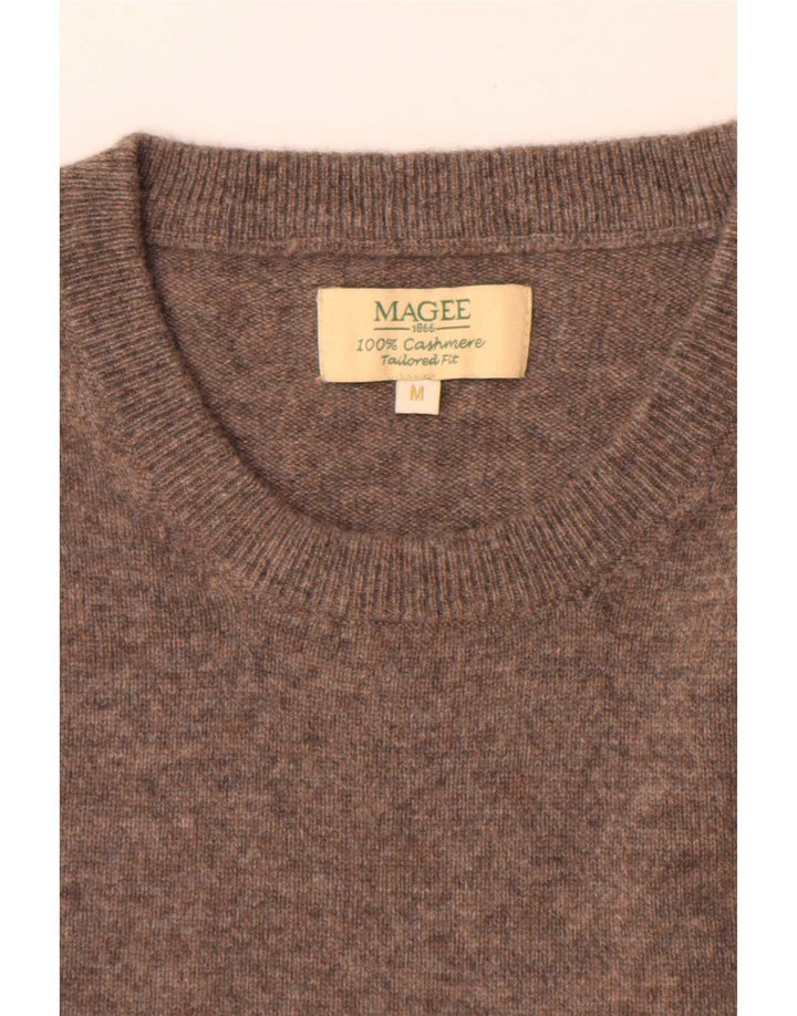 Suéter masculino Magee com gola redonda, caxemira manchada marrom médio