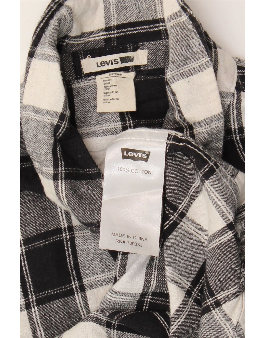 Camisa feminina de flanela LEVI'S Reino Unido 10 pequena xadrez preta de algodão