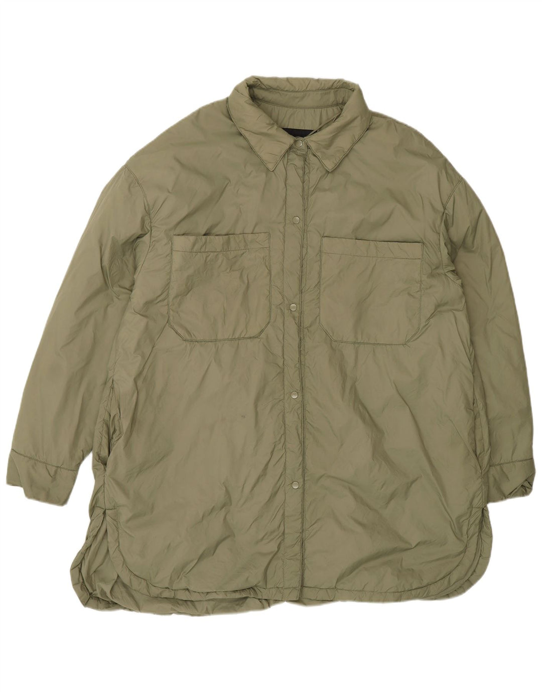 Casaco corta-vento oversized feminino Zara Reino Unido 16 grande poliamida cáqui