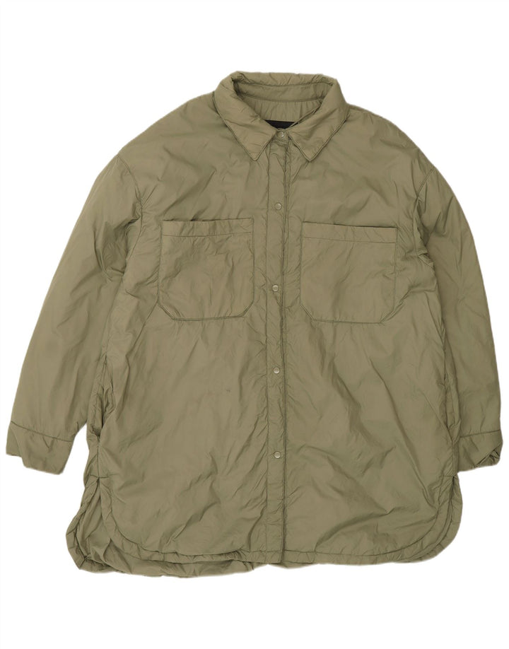 Casaco corta-vento oversized feminino Zara Reino Unido 16 grande poliamida cáqui