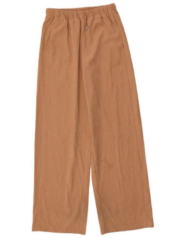 Zara Calça feminina casual de perna larga XS W24 L31 poliéster bege