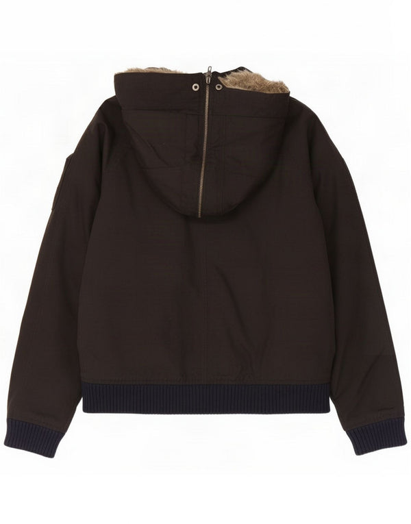 Woolrich Mens Hooded Bomber Jacket UK 40 Large Black Colourblock