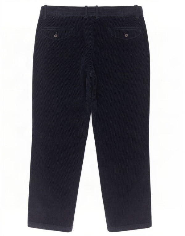 Calça masculina reta de veludo cotelê Marks & Spencer W38 L29 algodão azul marinho