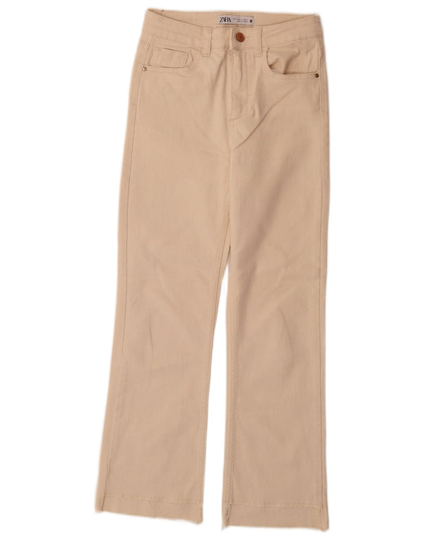 Calça jeans feminina Zara Bootcut EU 34 2XS W24 L28 algodão branco