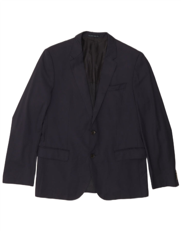 Jaqueta blazer masculina de 2 botões HUGO BOSS EU 52 XL lã azul marinho