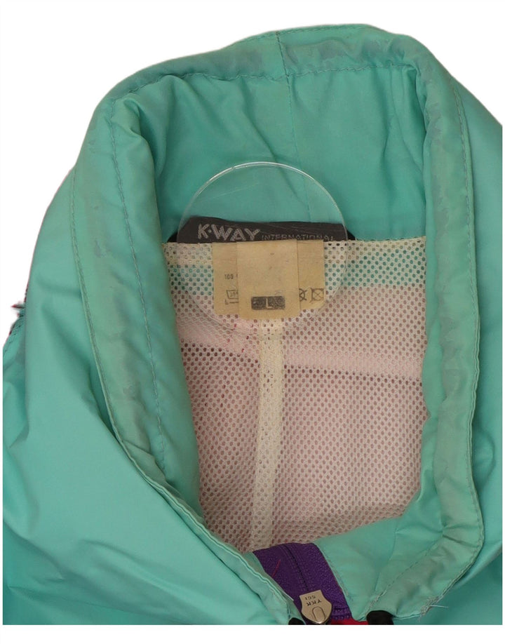 Jaqueta de chuva masculina K-Way UK 40 grande poliamida colorblock multicolorida