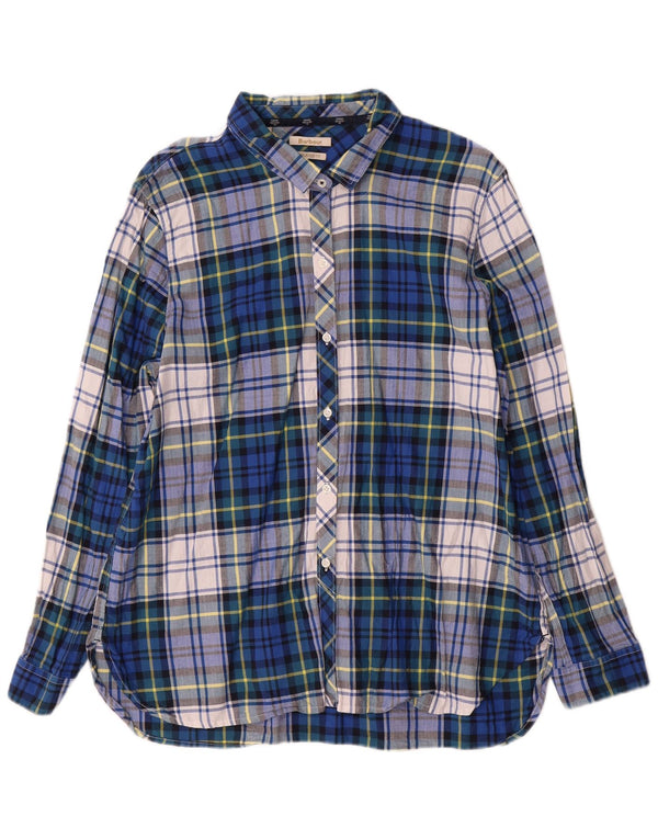 Camisa feminina de flanela com ajuste relaxado Barbour Reino Unido 18 XL algodão xadrez azul