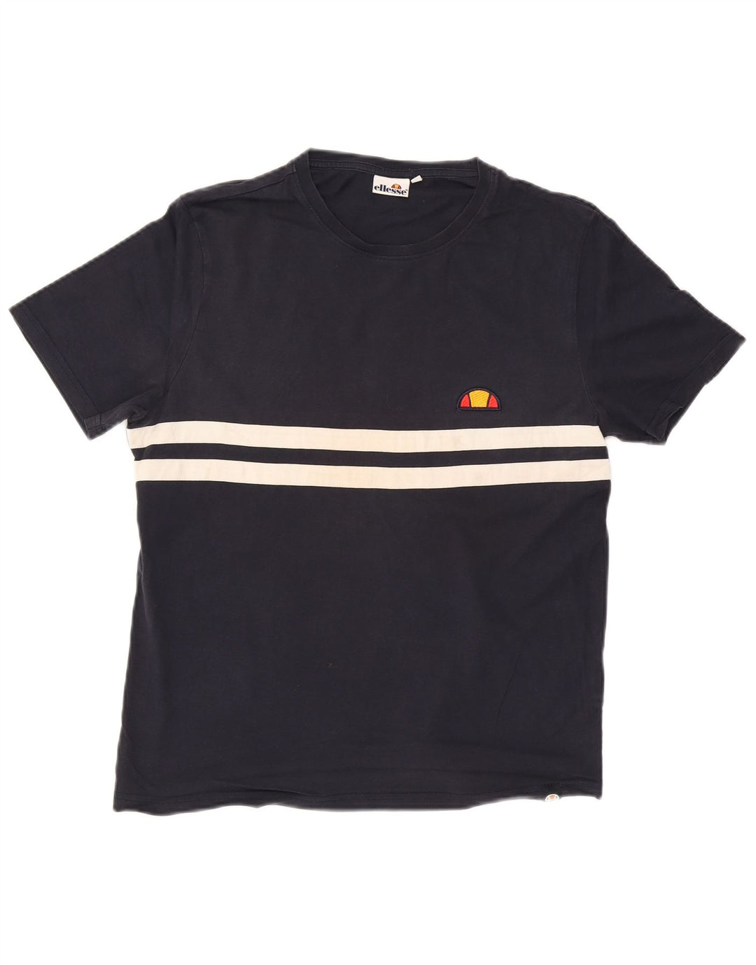 Camiseta masculina ELLESSE Top médio azul marinho algodão colorblock