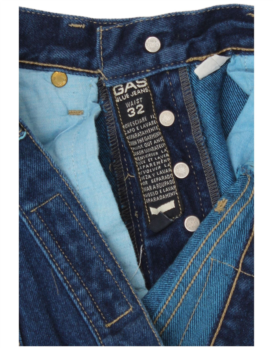 Calça jeans reta masculina Gas W32 L28 algodão azul