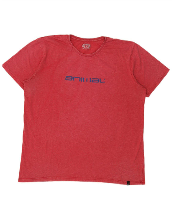 Animal Mens Graphic T-Shirt Top XL Algodão Vermelho