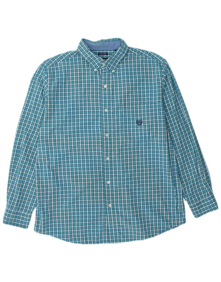 Camisa masculina CHAPS grande algodão xadrez azul