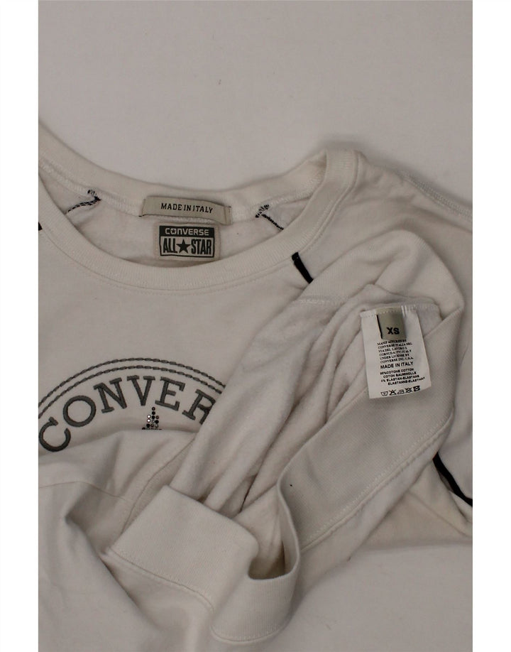 CONVERSE Womens Graphic Sweatshirt Jumper UK 6 XS White Cotton Vintage Converse and Second-Hand Converse from Messina Hembry 
