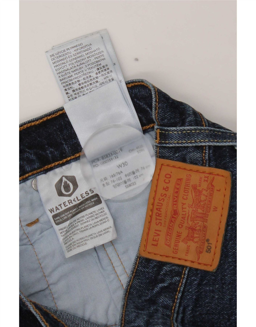 Shorts jeans feminino 501 da Levi's W30 algodão azul marinho médio