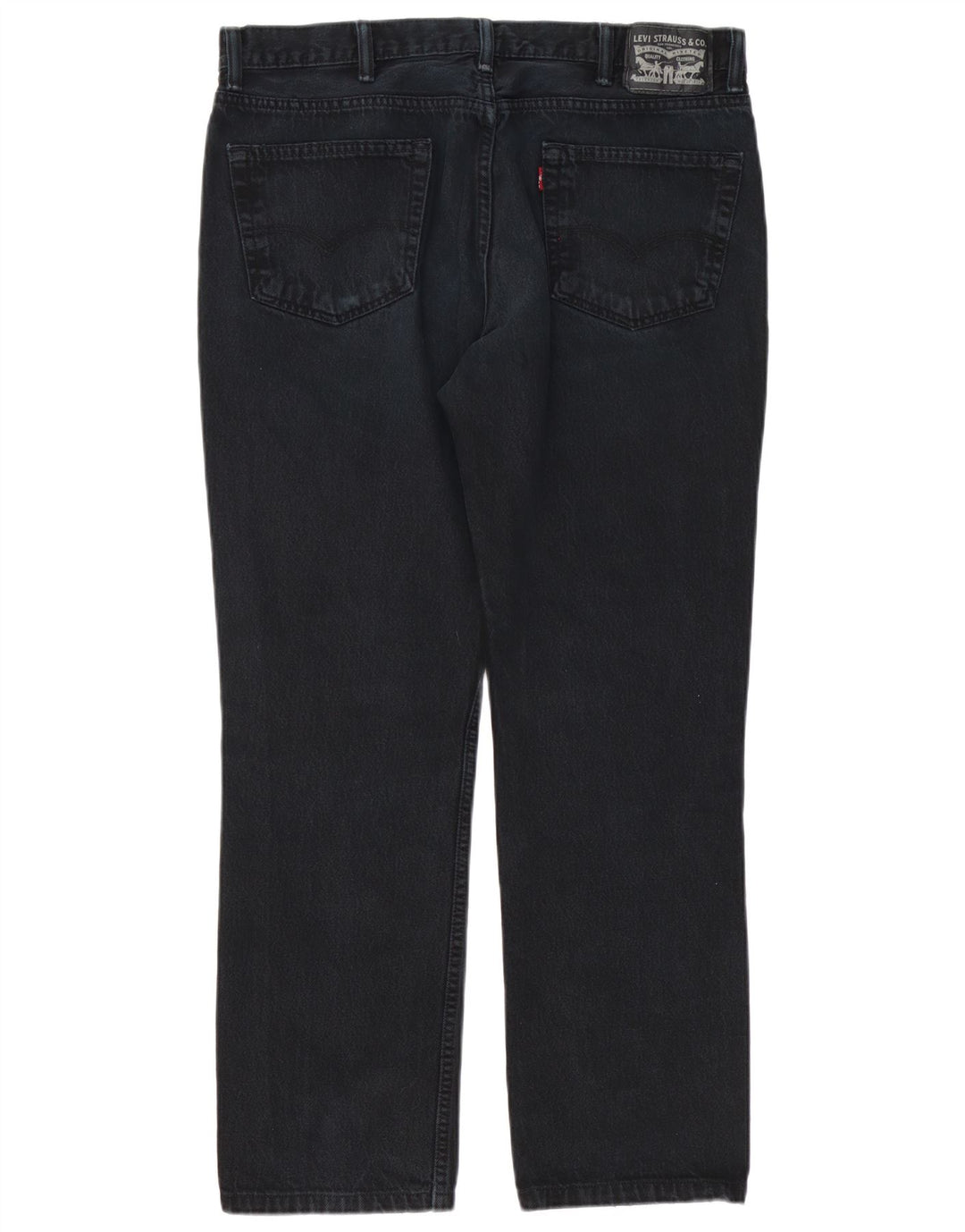Calça jeans reta masculina Levi's desgastada W38 L32 algodão preto
