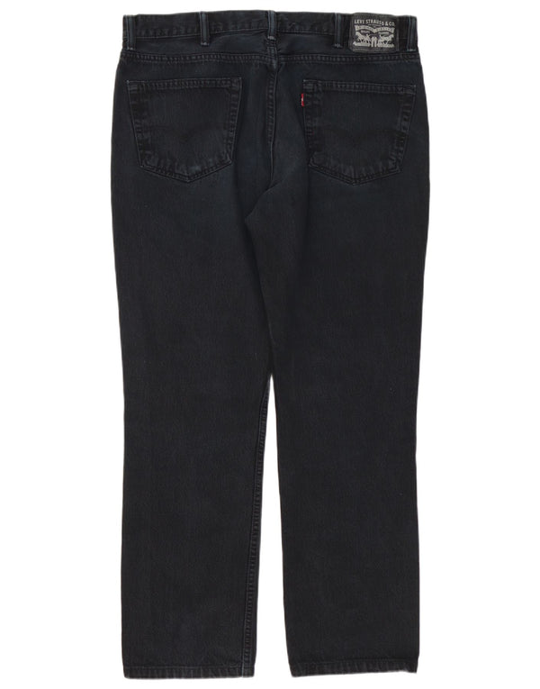 Calça jeans reta masculina Levi's desgastada W38 L32 algodão preto