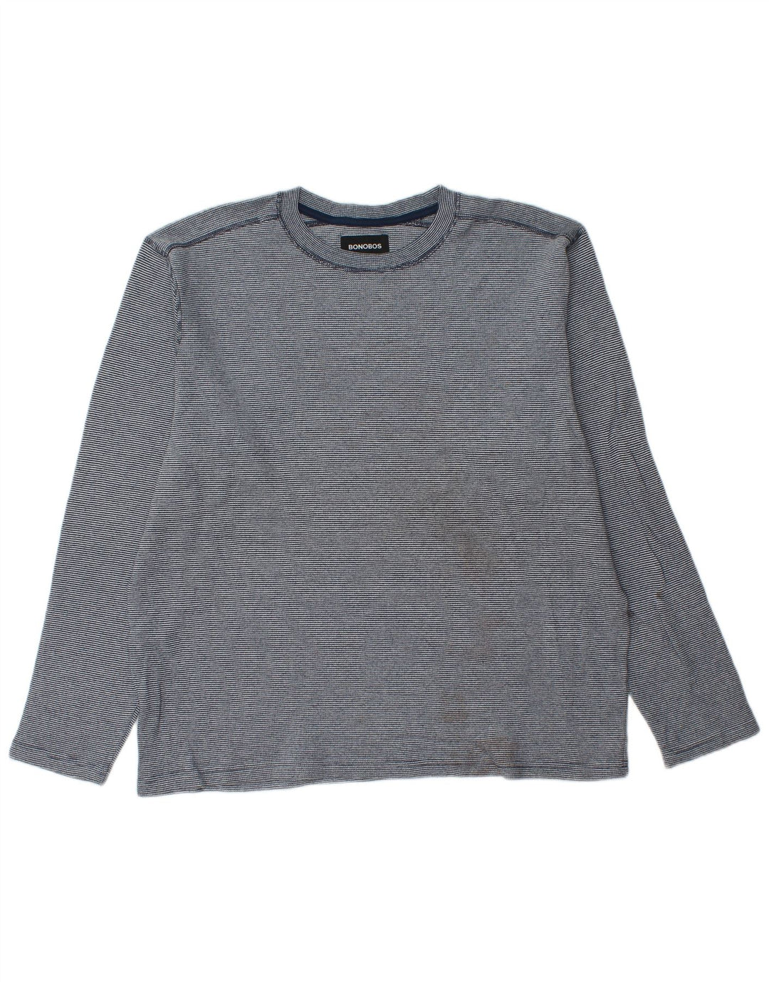BONOBOS Top masculino de manga comprida XL algodão listrado azul