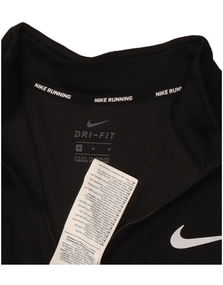 NIKE Womens Dri Fit Zip Neck Pullover Treino Top Reino Unido 14 Médio Preto