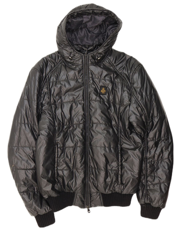 Jaqueta masculina Refrigiwear Sixty acolchoada com capuz UK 42 XL cinza poliéster