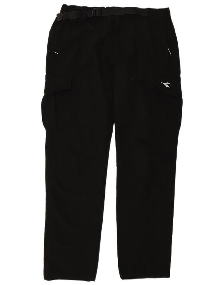 Calças cargo retas masculinas Diadora grandes W34 L34 pretas