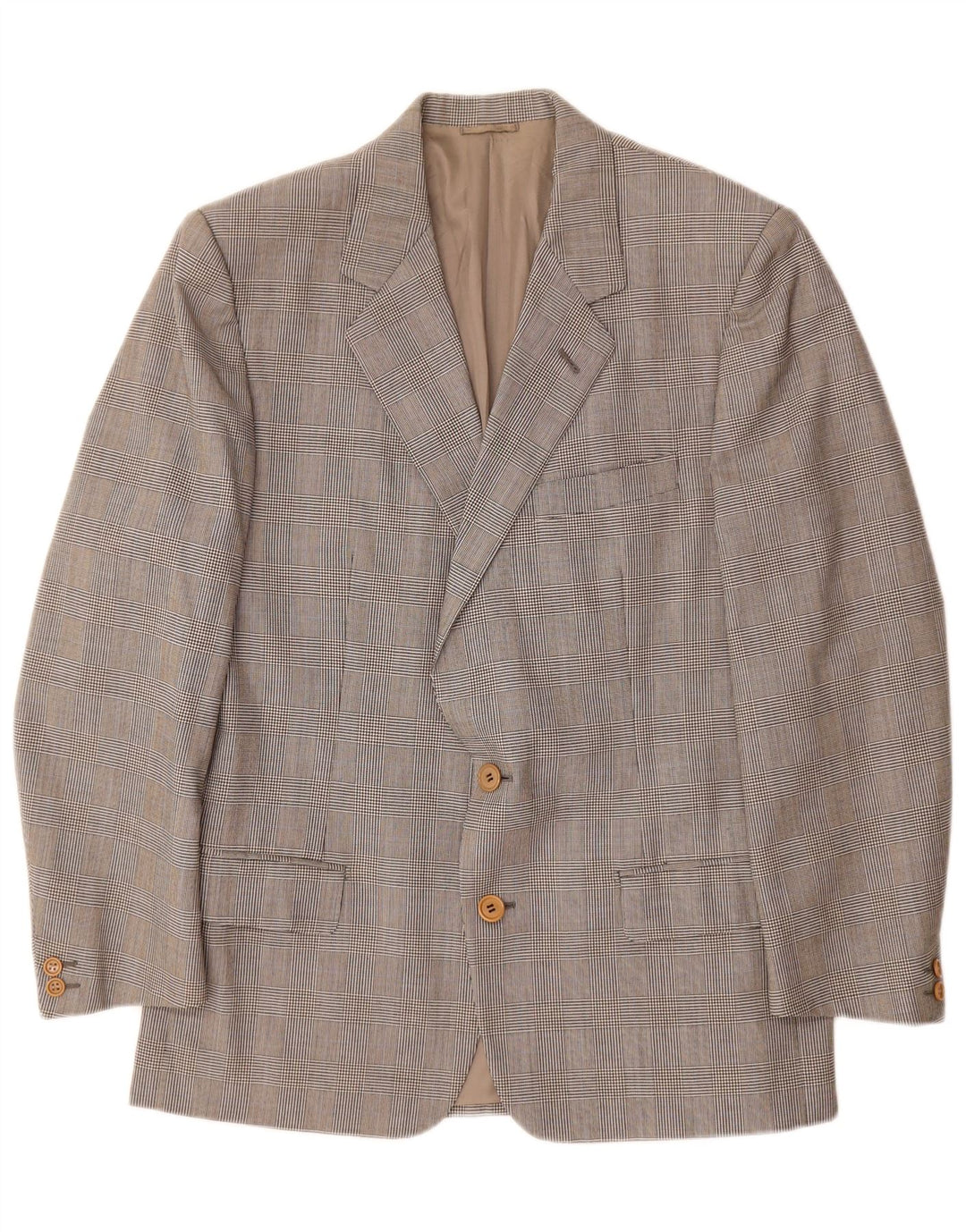 Jaqueta blazer masculina Burberrys com 2 botões IT 48 lã xadrez cinza médio