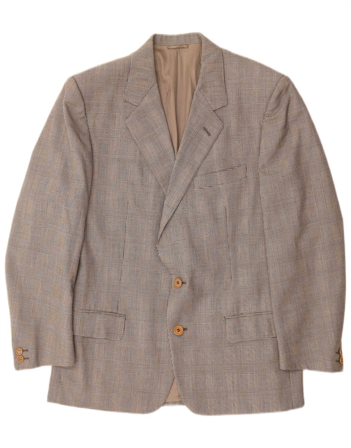 Jaqueta blazer masculina Burberrys com 2 botões IT 48 lã xadrez cinza médio