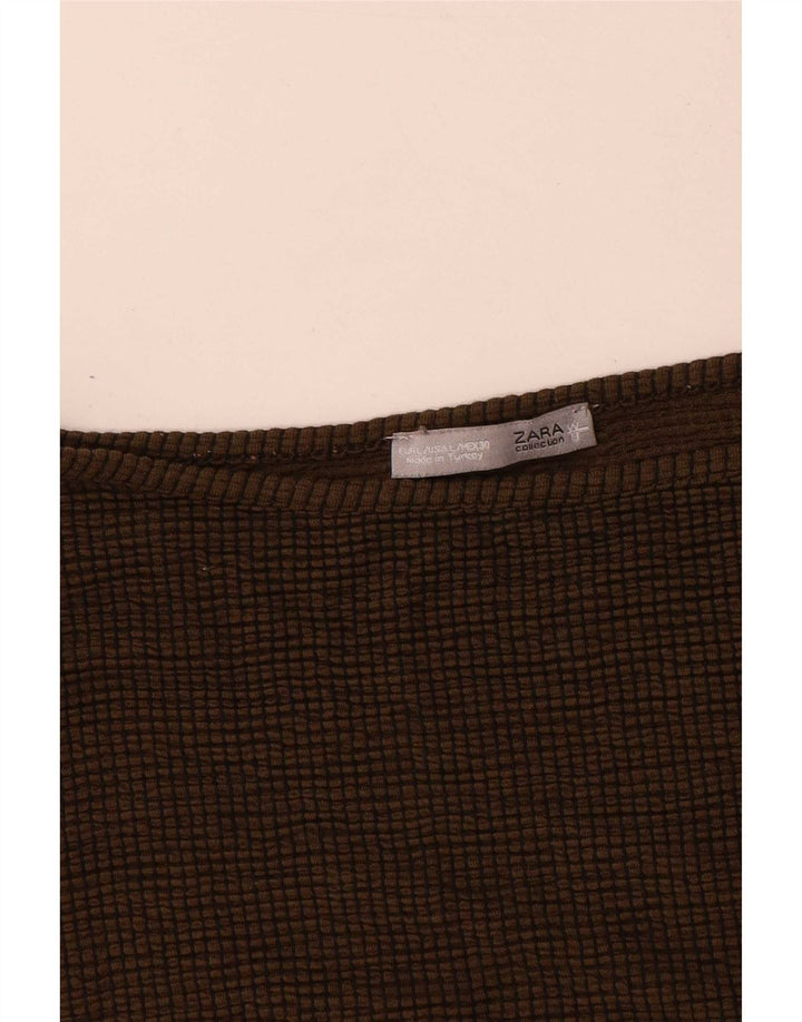 Zara Top feminino oversized manga 3/4 Reino Unido 16 grande marrom